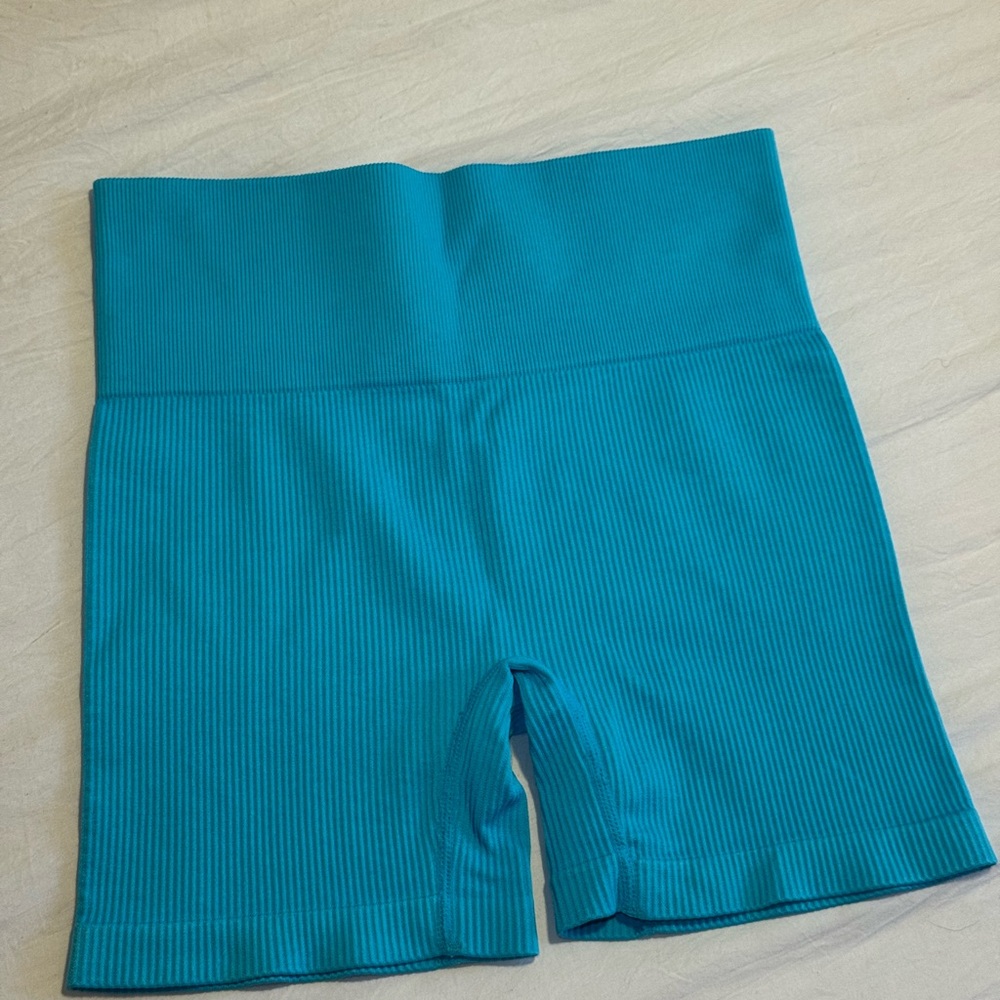 Colsie Teal Ribbed Biker Shorts